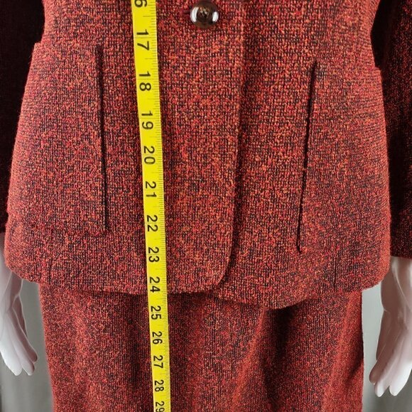 Kasper A.S.L. Red, Orange, Black, Petite Women's Skirt And Blazer Size 8P - Picture 7 of 16